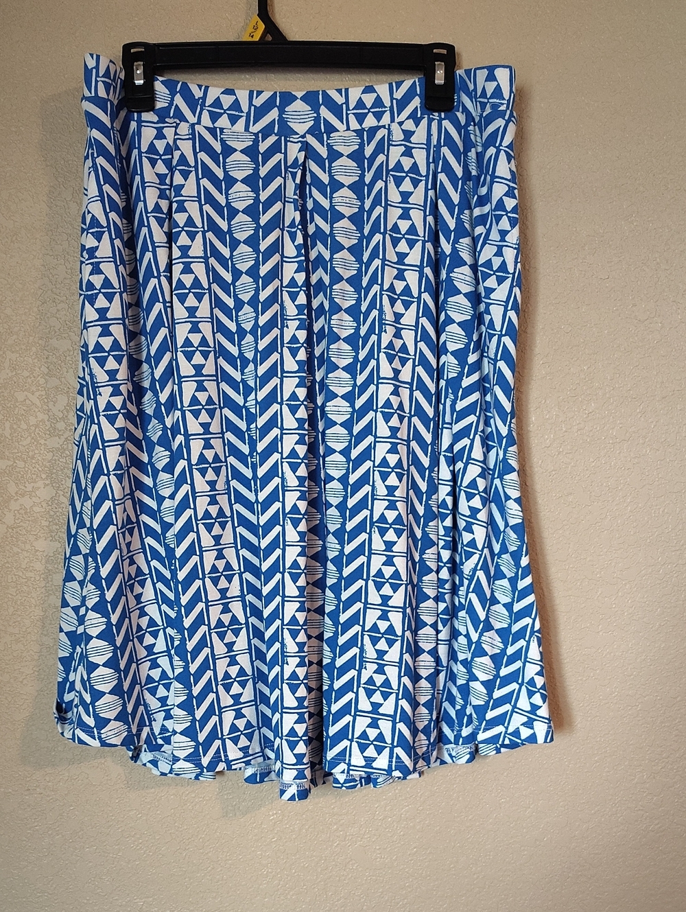 LuLaRoe Blue and White Geometric Skater Skirt